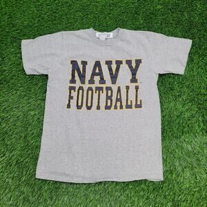 Vintage 90s Navy Football Shirt Medium 19x25 Gray Spellout